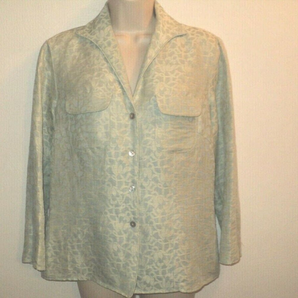 Sigrid Olsen Size 6 Mint Green Floral Jacket